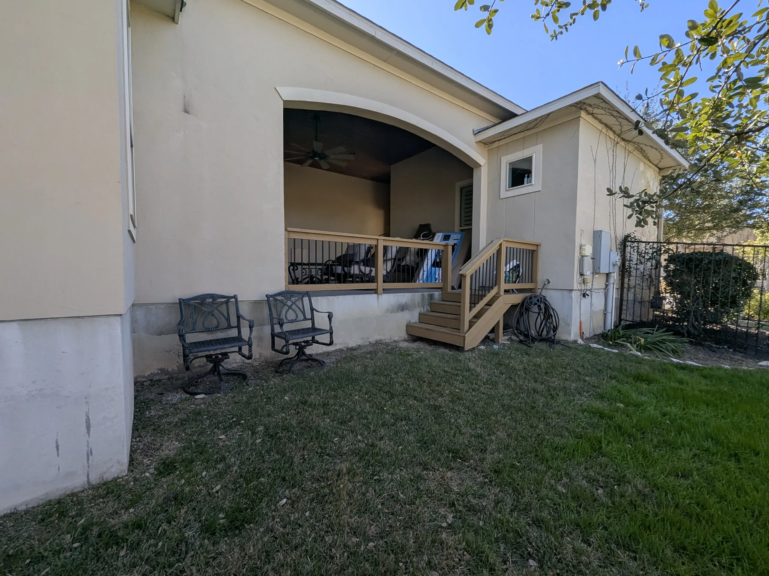 Before: Trex deck rebuild with easy-tread stairs
