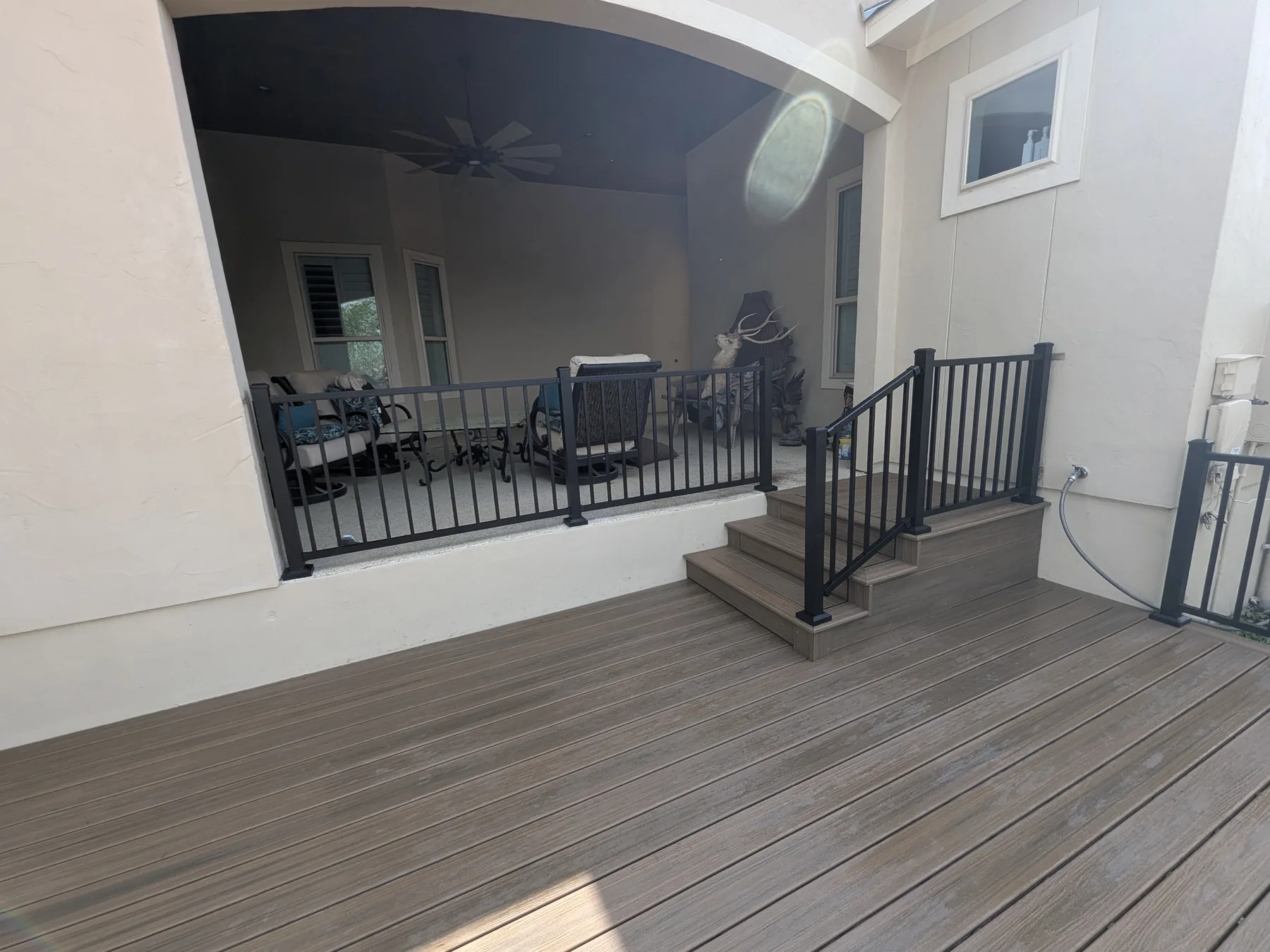 Finished landing and railings at the Trex deck