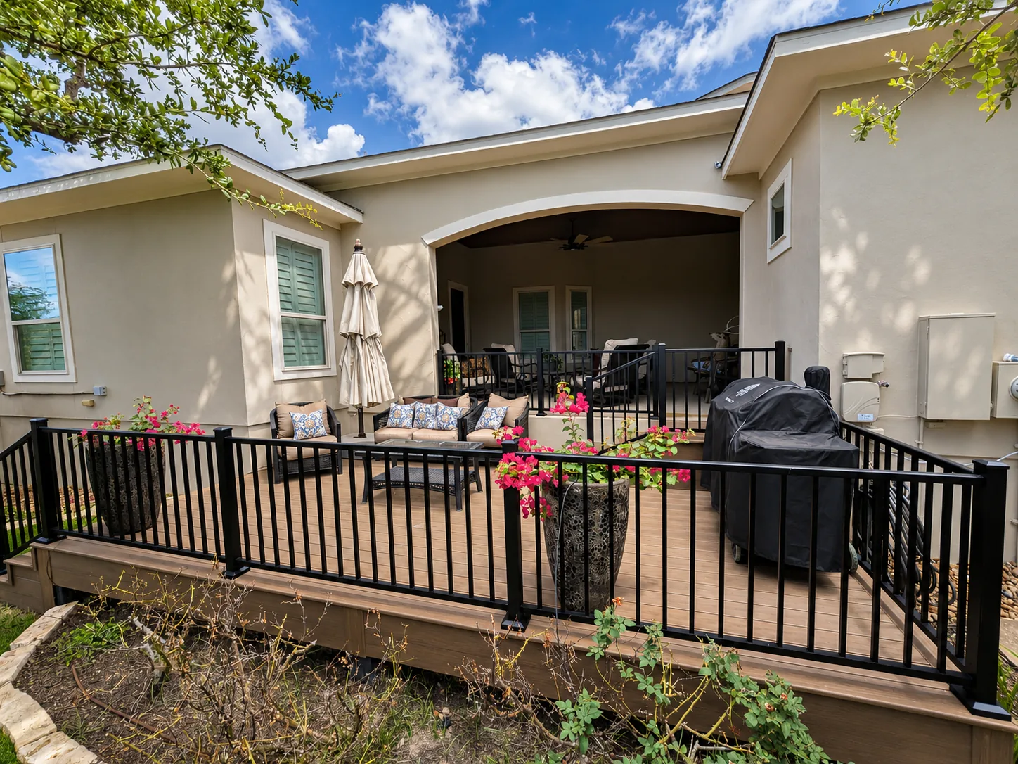 After: Trex deck rebuild with easy-tread stairs