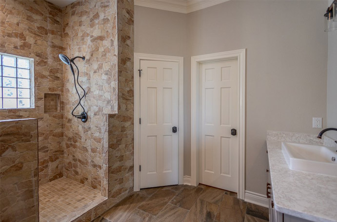 New rock tile shower remodel.