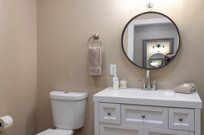 Toilet replacement in a bathroom remodel in Kerrville.