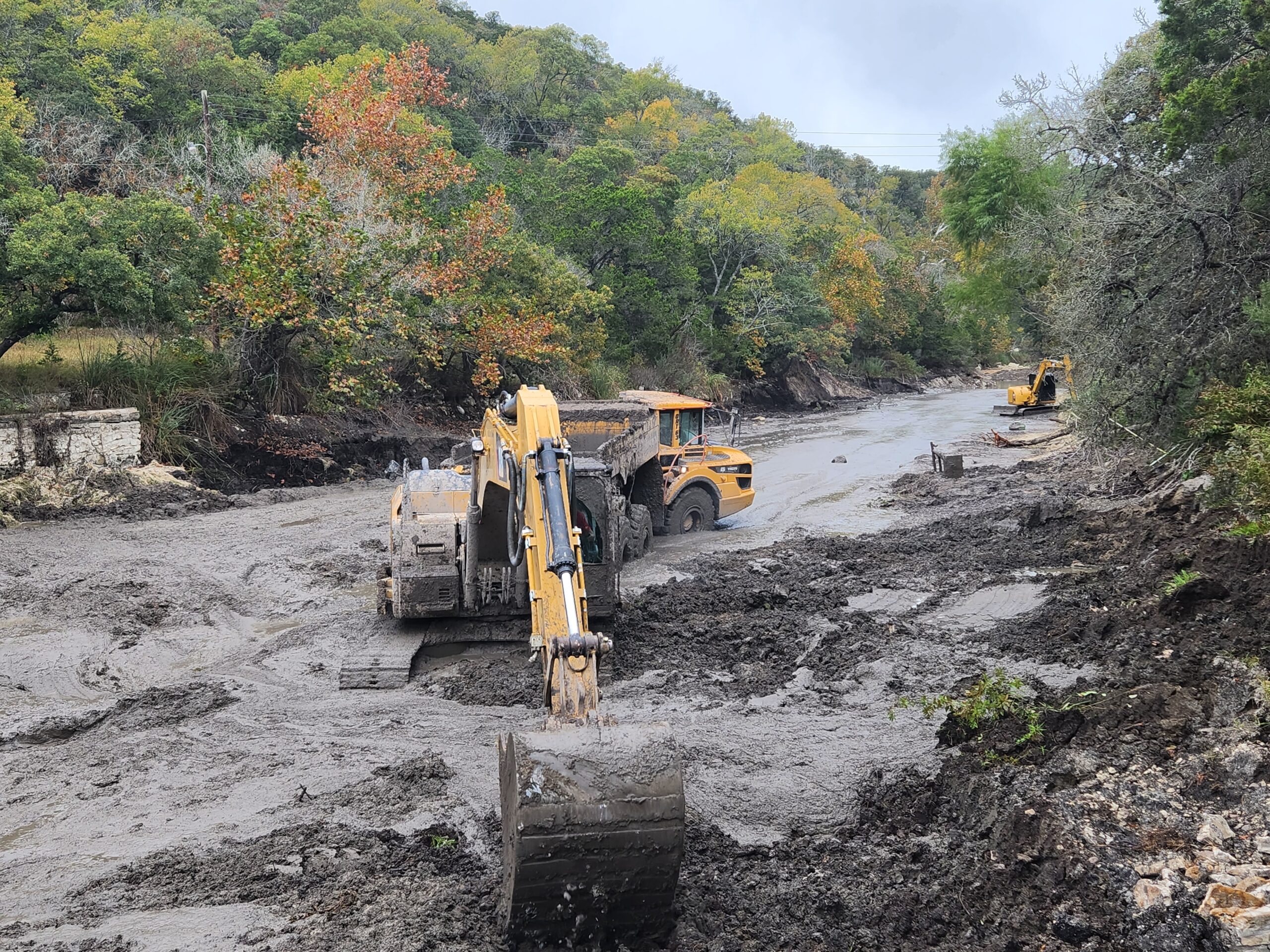 Pond Dredging Progress land clearing services